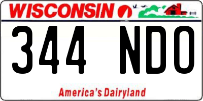 WI license plate 344NDO