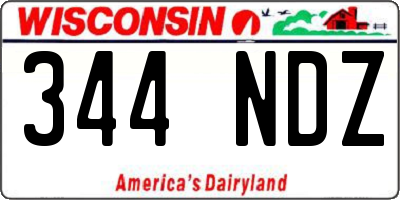 WI license plate 344NDZ