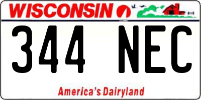 WI license plate 344NEC