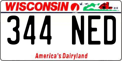 WI license plate 344NED