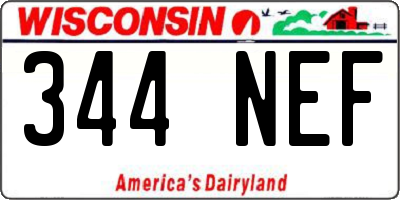 WI license plate 344NEF