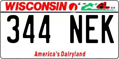 WI license plate 344NEK