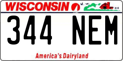 WI license plate 344NEM
