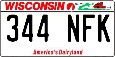 WI license plate 344NFK