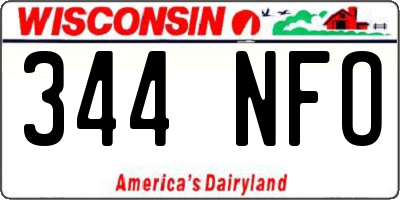WI license plate 344NFO