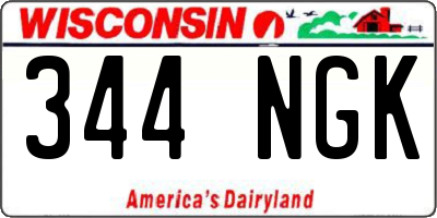 WI license plate 344NGK