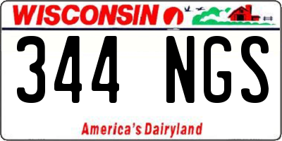 WI license plate 344NGS