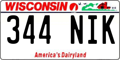 WI license plate 344NIK