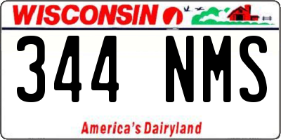 WI license plate 344NMS