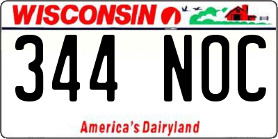 WI license plate 344NOC