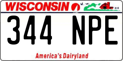 WI license plate 344NPE