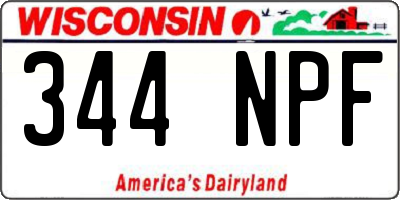 WI license plate 344NPF