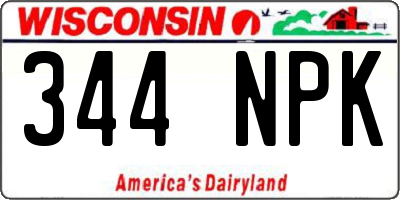 WI license plate 344NPK