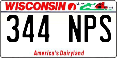 WI license plate 344NPS