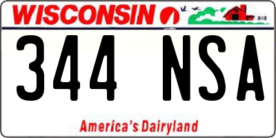 WI license plate 344NSA