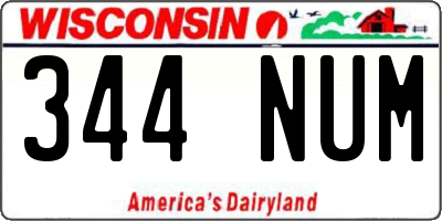 WI license plate 344NUM