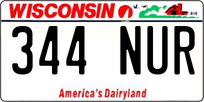 WI license plate 344NUR