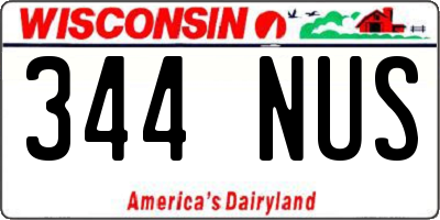 WI license plate 344NUS