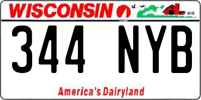 WI license plate 344NYB