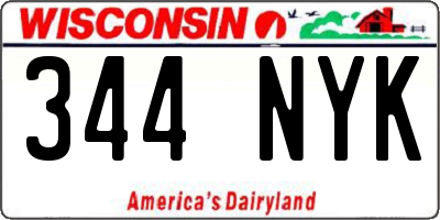 WI license plate 344NYK