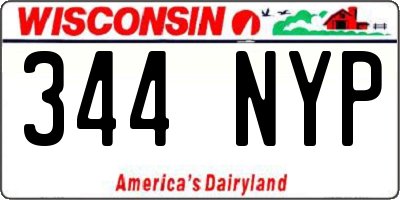 WI license plate 344NYP