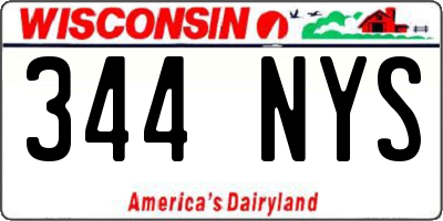 WI license plate 344NYS