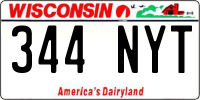 WI license plate 344NYT