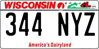 WI license plate 344NYZ