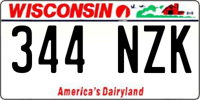 WI license plate 344NZK