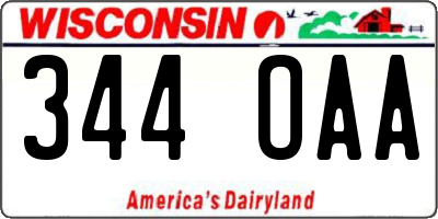 WI license plate 344OAA
