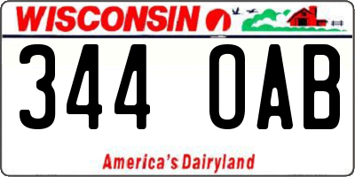 WI license plate 344OAB