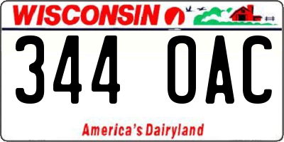 WI license plate 344OAC