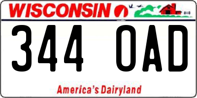 WI license plate 344OAD