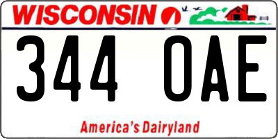 WI license plate 344OAE