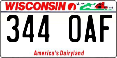 WI license plate 344OAF