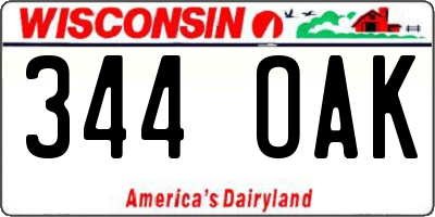 WI license plate 344OAK