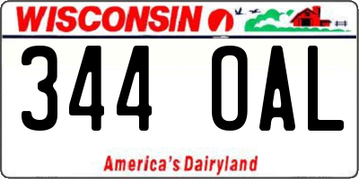 WI license plate 344OAL