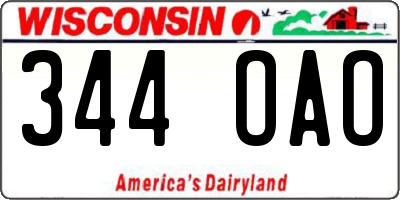 WI license plate 344OAO