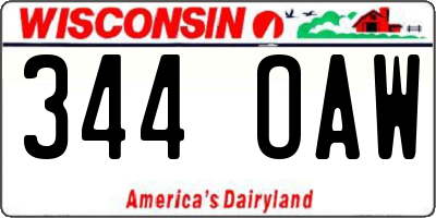 WI license plate 344OAW