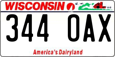 WI license plate 344OAX