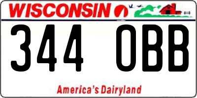 WI license plate 344OBB