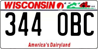 WI license plate 344OBC