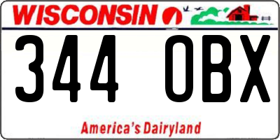 WI license plate 344OBX