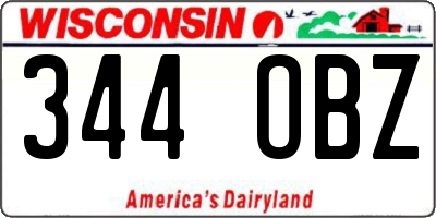 WI license plate 344OBZ
