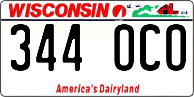 WI license plate 344OCO