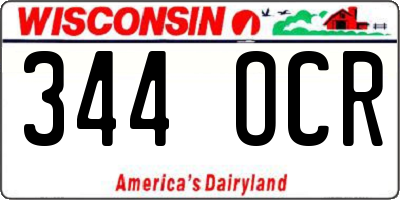 WI license plate 344OCR