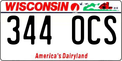 WI license plate 344OCS