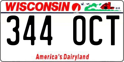 WI license plate 344OCT