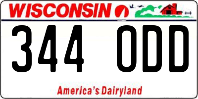 WI license plate 344ODD
