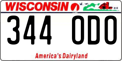 WI license plate 344ODO